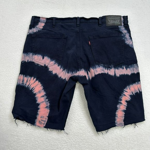 Levi's 511 Men's Tie Dye Cut Off Denim Shorts Size 40 Blue Pink Fray Hem EUC - Picture 2 of 10